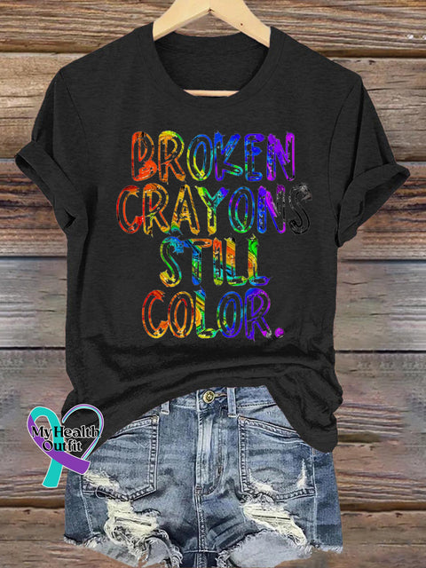 Broken Crayons Casual Crew Neck Short Sleeve T-Shirt Black / S
