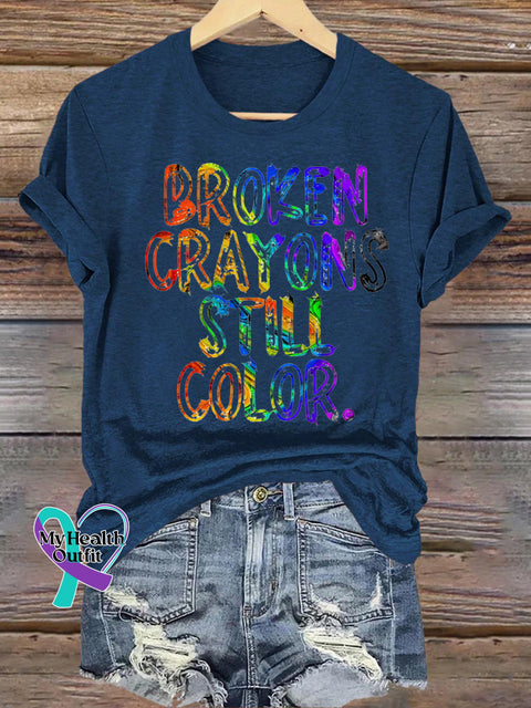 Broken Crayons Casual Crew Neck Short Sleeve T-Shirt NavyBlue / S