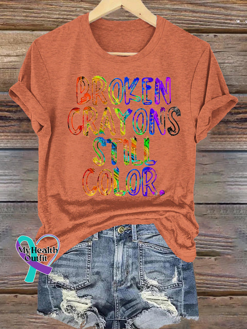 Broken Crayons Casual Crew Neck Short Sleeve T-Shirt Orange / S