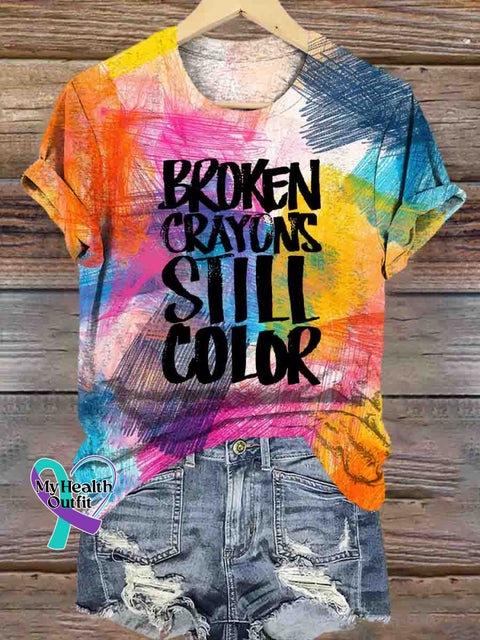 Broken Crayons Still Color Abstract Art T-shirt Multicolor / S
