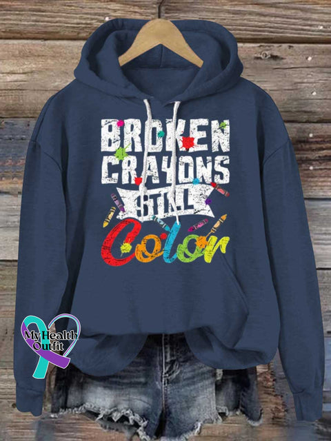 Broken Crayons Still Color Art Casual Hoodie Sweatshirt Blue / S
