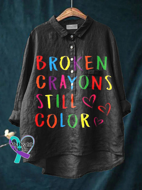 Broken Crayons Still Color Art Print Casual Shirt Multicolor / S