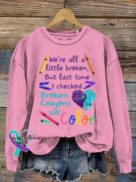 Broken Crayons Still Color Art Print Casual Sweatshirt LightPink / S