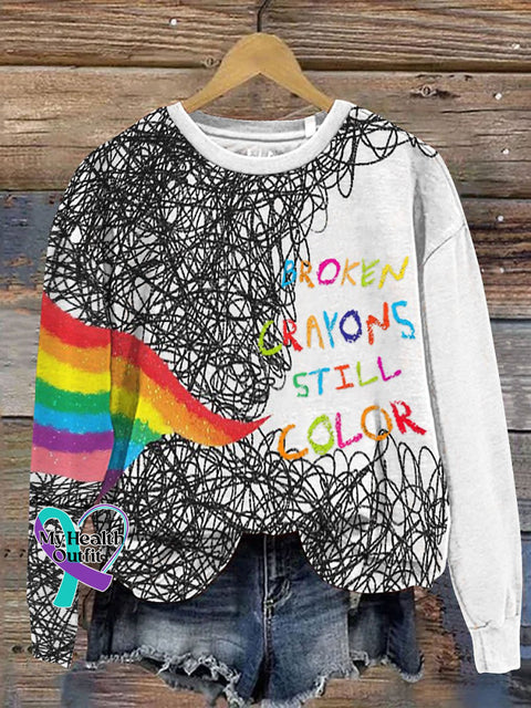 Broken Crayons Still Color Art Print Casual Sweatshirt Multicolor / S