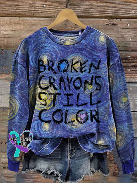 Broken Crayons Still Color Art Print Casual Sweatshirt Multicolor / S