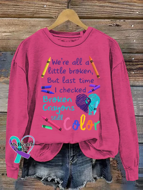 Broken Crayons Still Color Art Print Casual Sweatshirt Pink / S