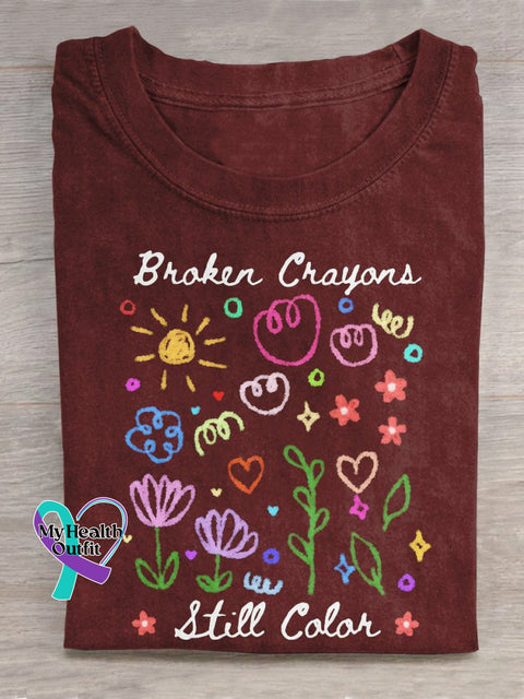 Broken Crayons Still Color Art Print Casual T-Shirt Red / S