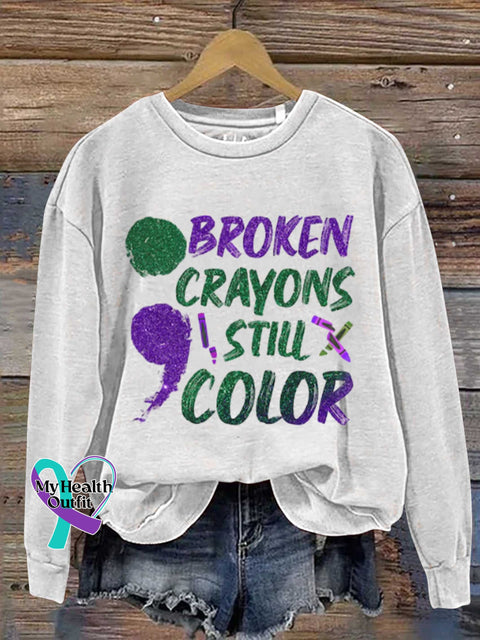 Broken Crayons Still Color Art Vintage Print Casual Sweatshirt White / S