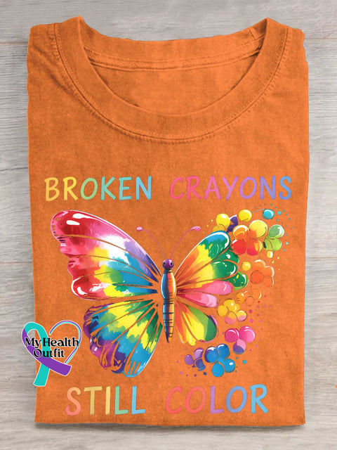 Broken Crayons Still Color Butterfly T-shirt Orange / S