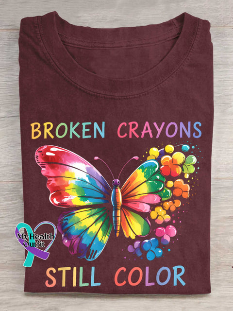 Broken Crayons Still Color Butterfly T-shirt Red / S