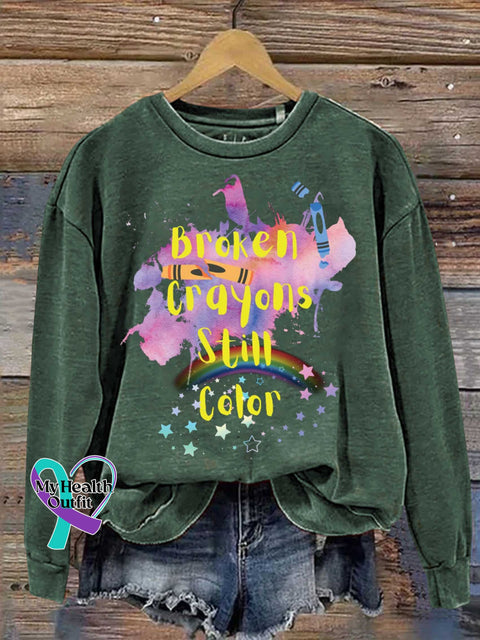 Broken Crayons Still Color Casual Sweatshirt Green / S