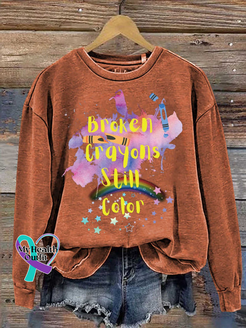 Broken Crayons Still Color Casual Sweatshirt Orange / S