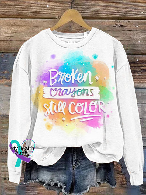 Broken Crayons Still Color Casual Sweatshirt White / S