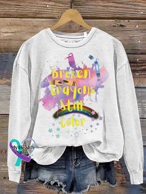 Broken Crayons Still Color Casual Sweatshirt White / S