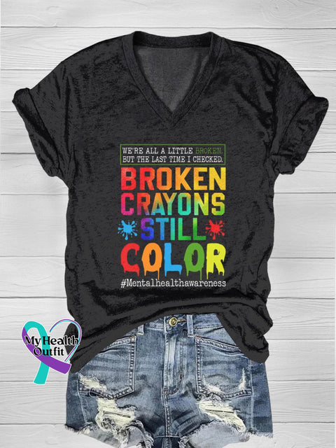 Broken Crayons Still Color Casual T-Shirt Black / S