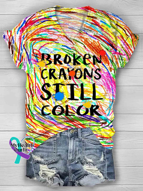Broken Crayons Still Color Casual T-Shirt Colorful2 / S