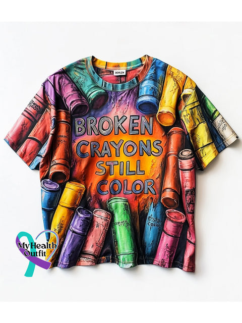 Broken Crayons Still Color Casual T-Shirt Multicolor / S
