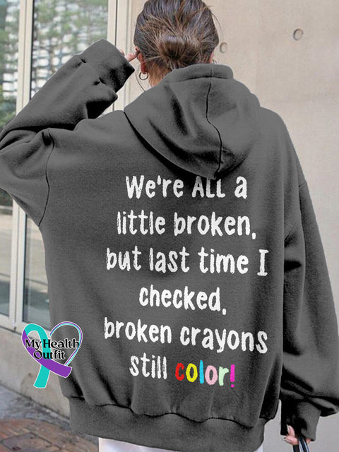 Broken Crayons Still Color Graphic Comfy Hoodie Dark Gray / S