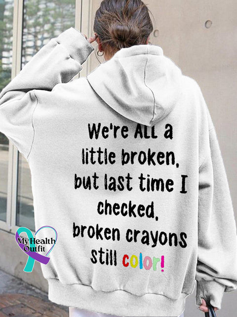 Broken Crayons Still Color Graphic Comfy Hoodie White / S