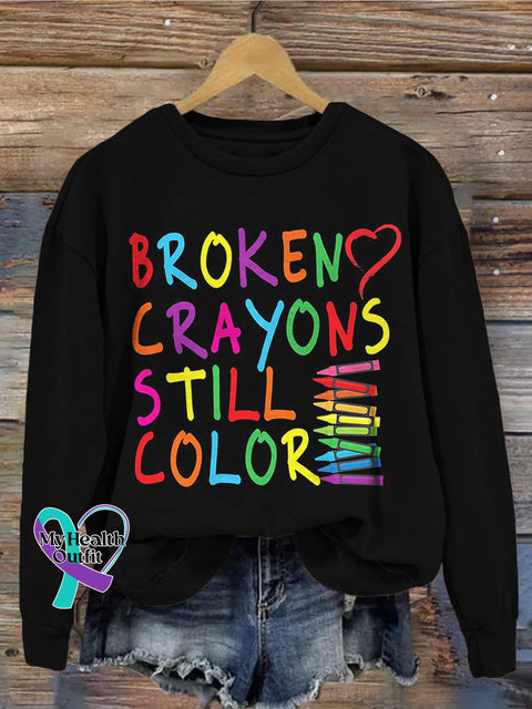 Broken Crayons Still Color Graphic Comfy Sweatshirt Black / S