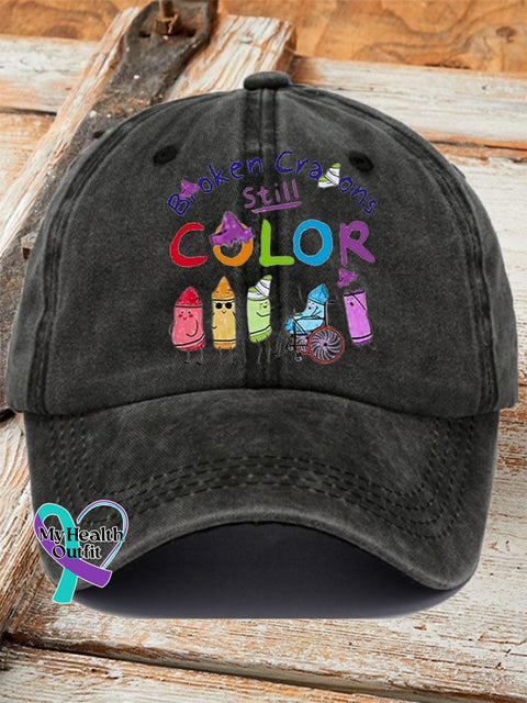 Broken Crayons Still Color Ladies Print Baseball Cap Black / One-Size