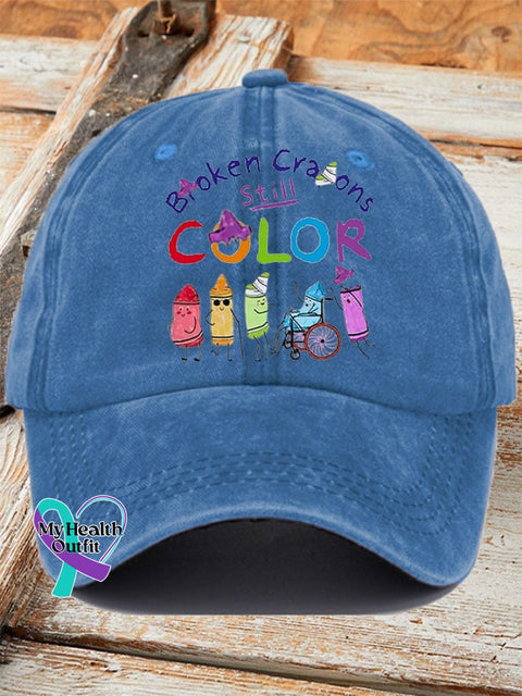 Broken Crayons Still Color Ladies Print Baseball Cap Blue / One-Size