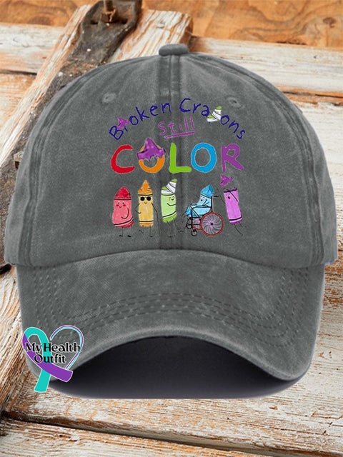 Broken Crayons Still Color Ladies Print Baseball Cap Grey / One-Size