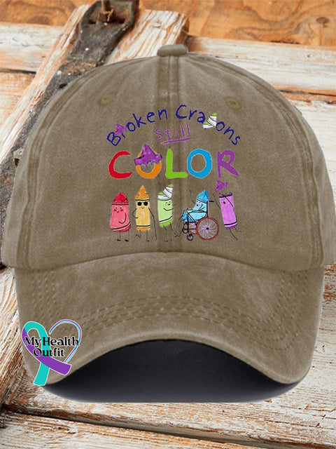 Broken Crayons Still Color Ladies Print Baseball Cap Khaki / One-Size