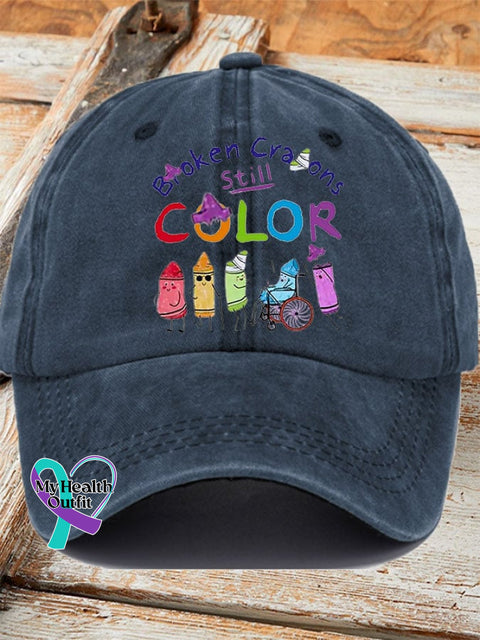 Broken Crayons Still Color Ladies Print Baseball Cap Navy / One-Size