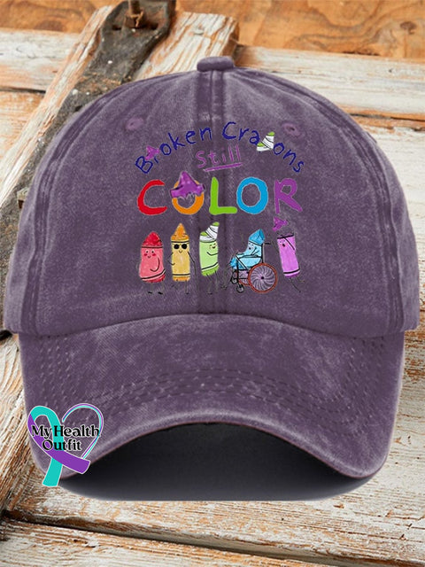 Broken Crayons Still Color Ladies Print Baseball Cap Purple / One-Size
