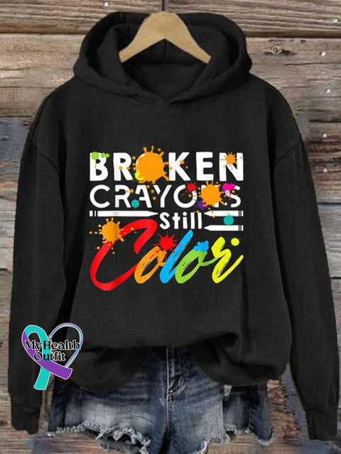 Broken Crayons Still Color Ladies Printed Long Sleeve Sweatshirt Black / S