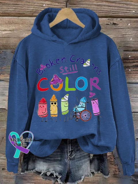 Broken Crayons Still Color Ladies Printed Long Sleeve Sweatshirt Blue / S