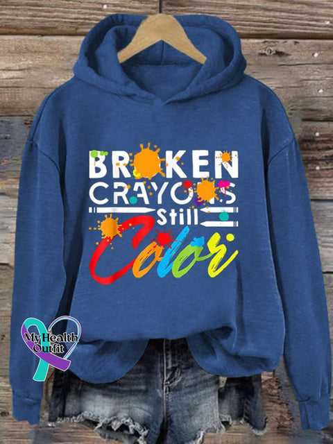 Broken Crayons Still Color Ladies Printed Long Sleeve Sweatshirt Blue / S