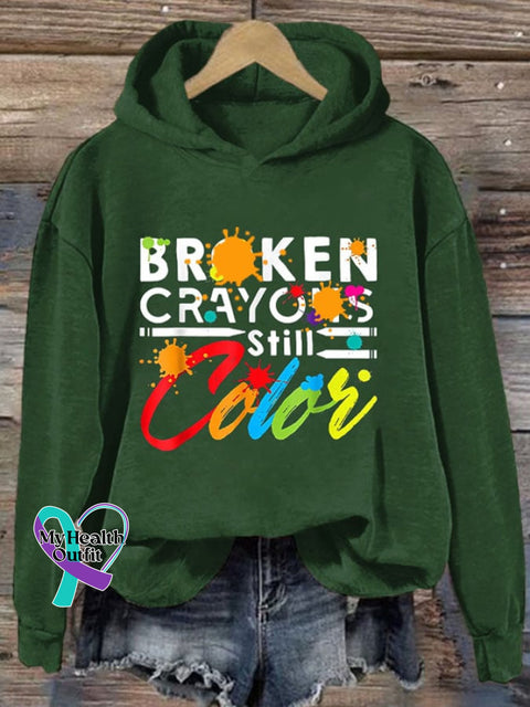 Broken Crayons Still Color Ladies Printed Long Sleeve Sweatshirt Green / S