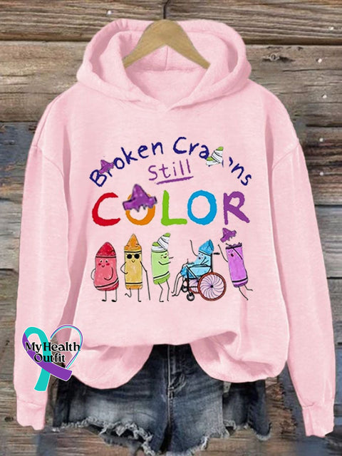 Broken Crayons Still Color Ladies Printed Long Sleeve Sweatshirt Pink / S