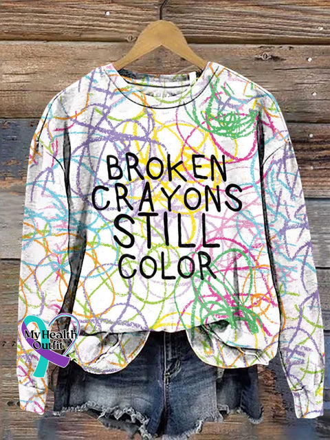 BROKEN CRAYONS STILL COLOR Mental Health Awareness Casual Sweashirt Multicolor / S