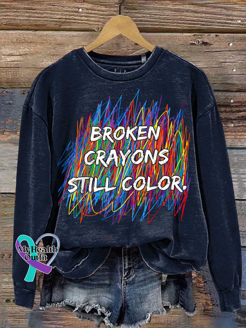 Broken Crayons Still Color Mental Health Awareness Casual Sweatshirt Blue / S