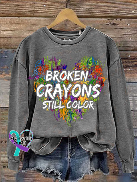 BROKEN CRAYONS STILL COLOR Mental Health Awareness Casual Sweatshirt Grey / S