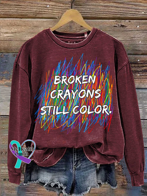 Broken Crayons Still Color Mental Health Awareness Casual Sweatshirt Red / S