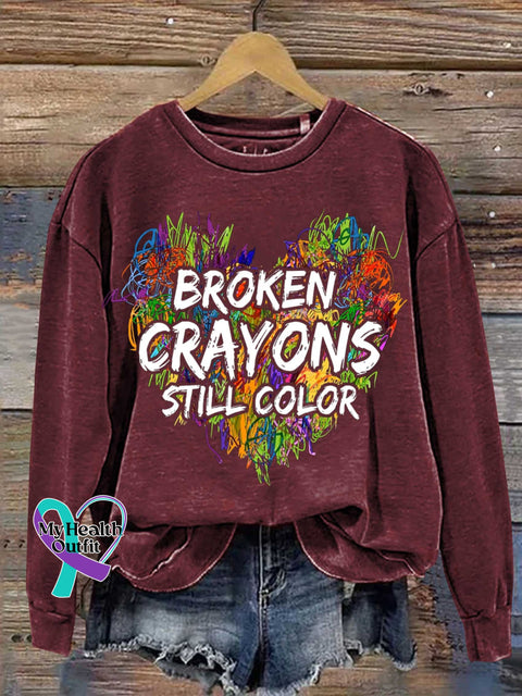 BROKEN CRAYONS STILL COLOR Mental Health Awareness Casual Sweatshirt Red / S