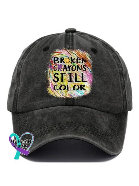 Broken Crayons Still Color Mental Health Awareness Suicide Prevention Pattern Casual Print Hats