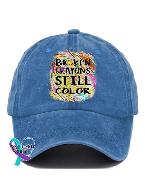 Broken Crayons Still Color Mental Health Awareness Suicide Prevention Pattern Casual Print Hats