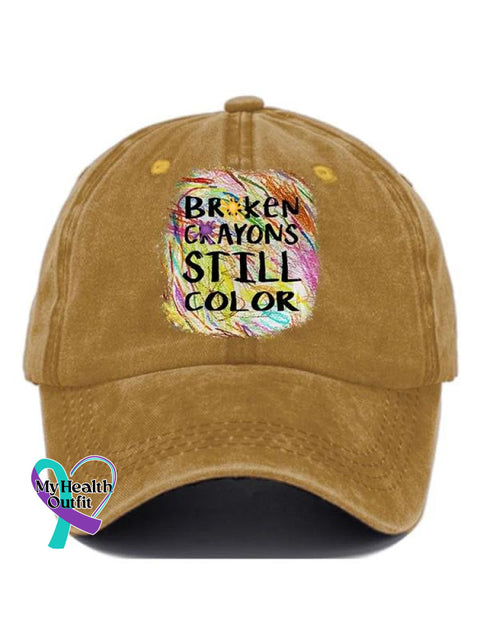 Broken Crayons Still Color Mental Health Awareness Suicide Prevention Pattern Casual Print Hats