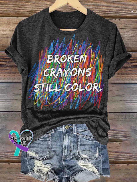 Broken Crayons Still Color Mental Health Awareness T-shirt Black / S