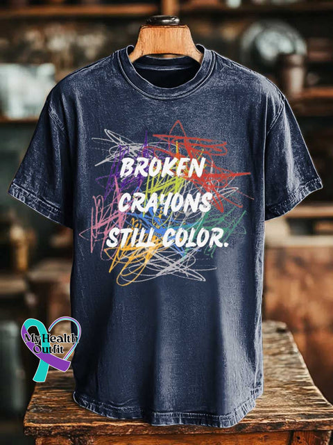 Broken Crayons Still Color Mental Health Awareness T-shirt Blue / S