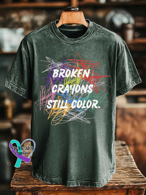 Broken Crayons Still Color Mental Health Awareness T-shirt Green / S