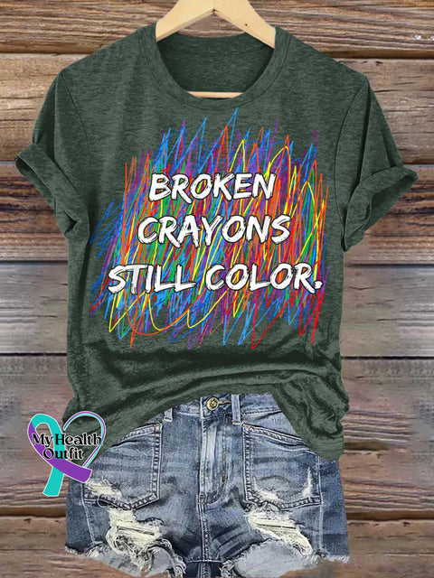 Broken Crayons Still Color Mental Health Awareness T-shirt Green / S