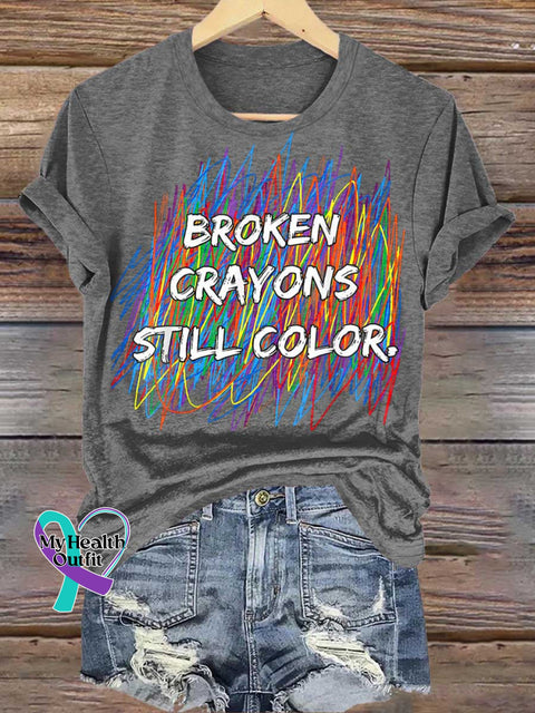 Broken Crayons Still Color Mental Health Awareness T-shirt Grey / S