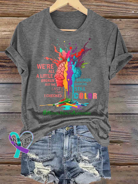 Broken Crayons Still Color Mental Health Awareness T-shirt Grey / S