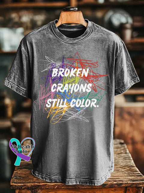 Broken Crayons Still Color Mental Health Awareness T-shirt Grey / S